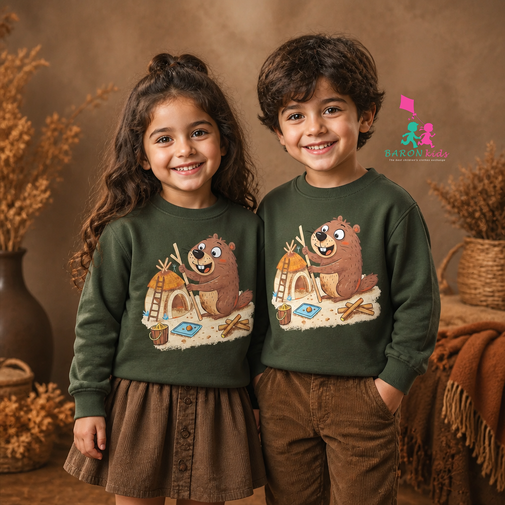 بلوز کراپ دورس چاپدار طرح سگ آبی  (3 تا 6 سال)