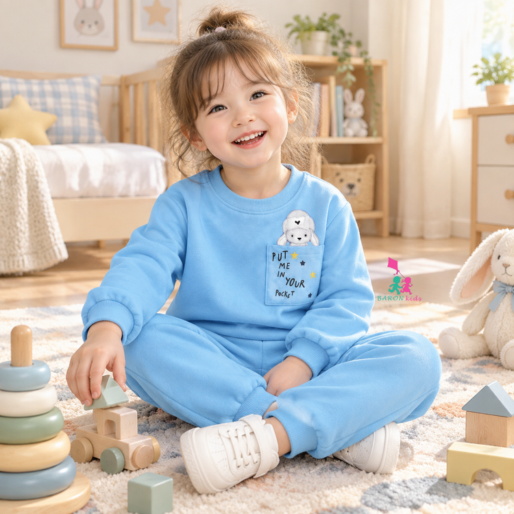 بلوز شلوار دورس چاپدار طرح خرگوش دخترانه و پسرانه (2 تا 3 سال)