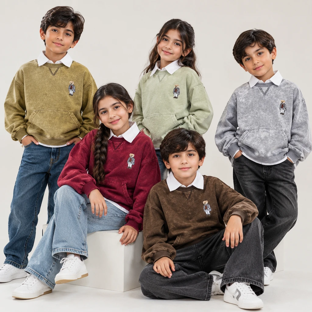 بلوز دورس سنگشور جیب دار طرح تدی دخترانه و پسرانه (5 تا 10 سال)